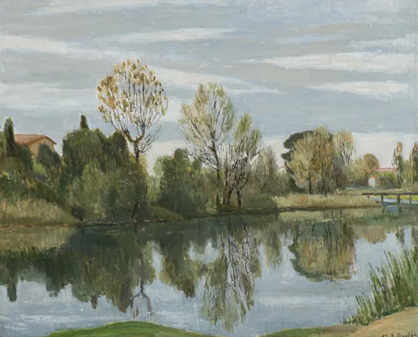 Eugène Martin — Eugène Louis MARTIN (1880-1954), 'Les bords du Sez', huile