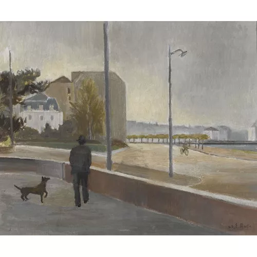 Eugène Martin — Spaziergänger mit Hund in Genf.