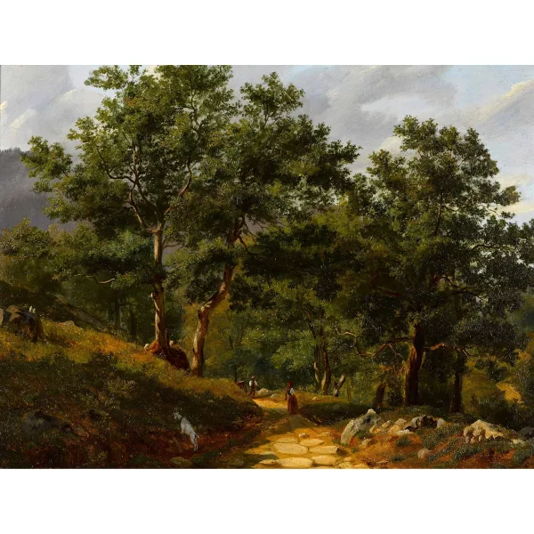 Evert van Muyden — Waldweg mit Hirten.