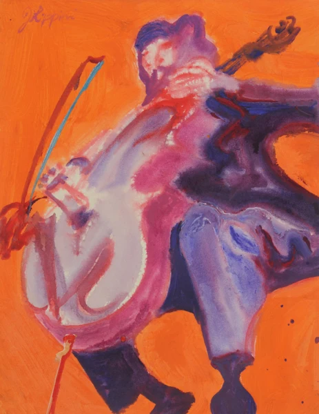 Felice Filippini — 2 Zeichnungen: Violoncellista