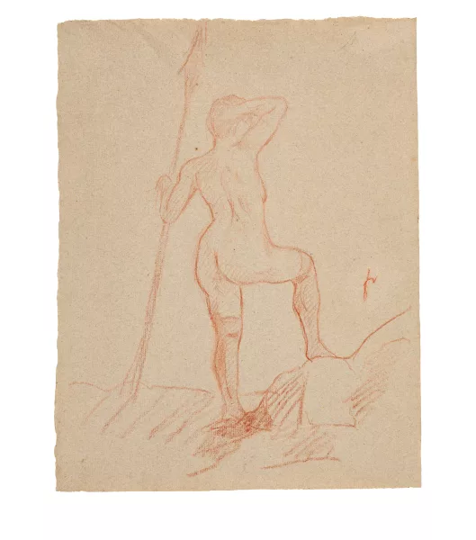 Félix Vallotton — Femme nue avec une lance sur un rocher