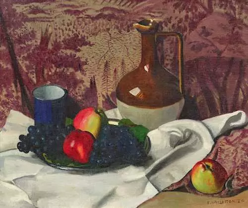 FÉLIX VALLOTTON — Cruchon et fruits. 1924. — Koller Auktionen