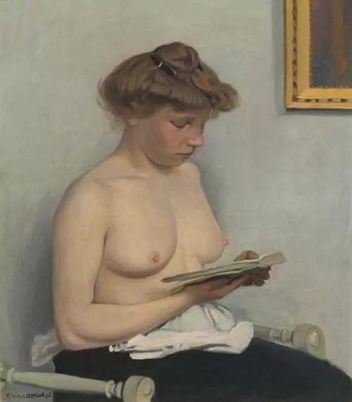FÉLIX VALLOTTON — Femme torse nu, lisant. 1906. — Koller Auktionen