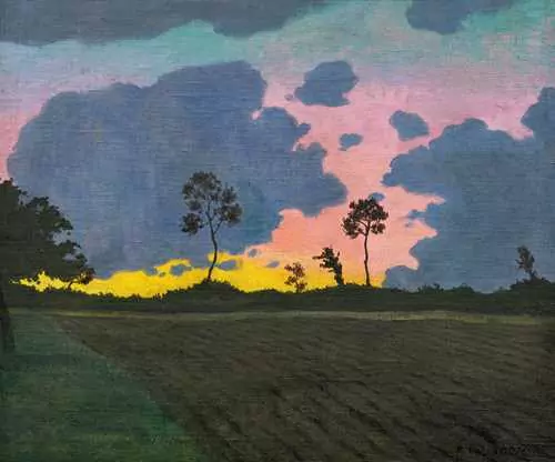 FÉLIX VALLOTTON — Coucher de soleil, nuages bleus. 1918. — Koller Auktionen