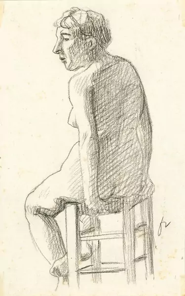 FÉLIX VALLOTTON — Seated female nude, view from the back. — Koller Auktionen