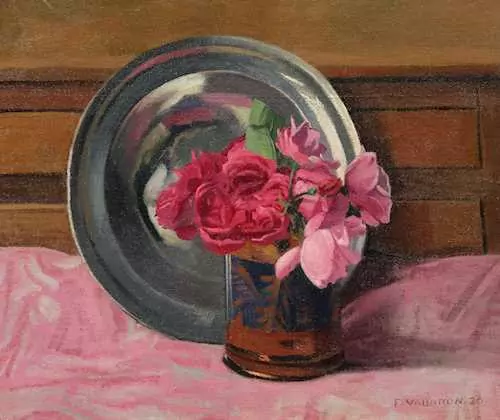FÉLIX VALLOTTON — Roses et plat d’étain. 1920. — Koller Auktionen