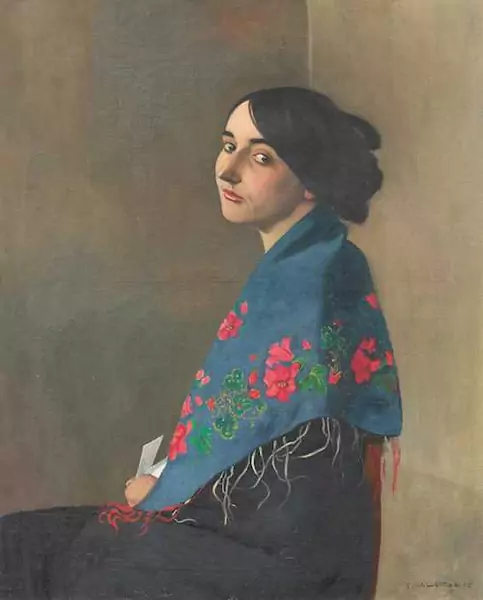 FÉLIX VALLOTTON — Femme au châle bleu. 1911. — Koller Auktionen