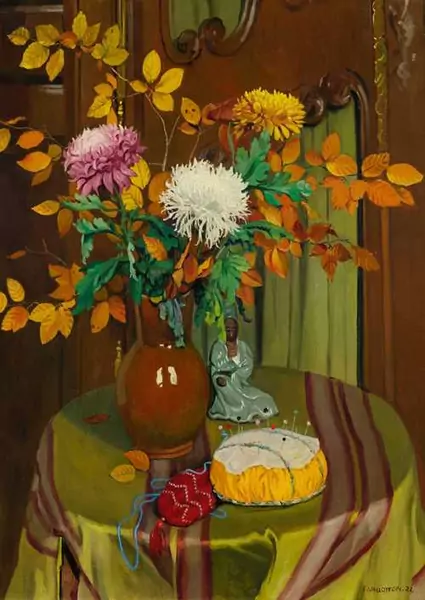 FÉLIX VALLOTTON — Chrysanthèmes et feuillage d'automne. 1922. — Koller Auktionen