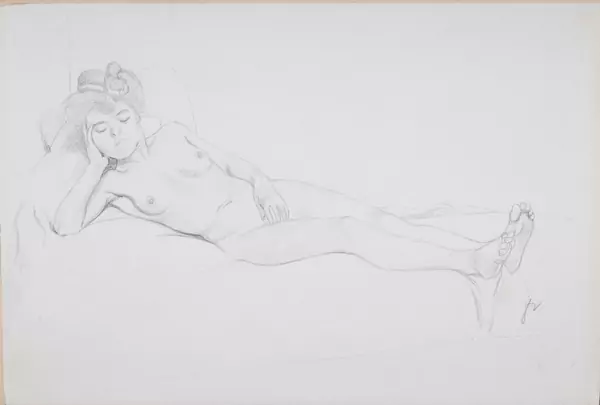 Félix VALLOTTON (1865-1925), "Nu allongé", fusain — DognyAuction