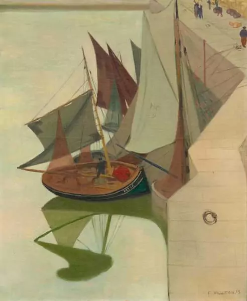 FÉLIX VALLOTTON — Bateaux à quai, Honfleur. 1913. — Koller Auktionen