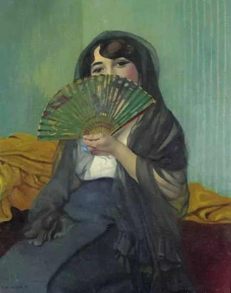 FÉLIX VALLOTTON — Femme à l'éventail. 1912. — Koller Auktionen