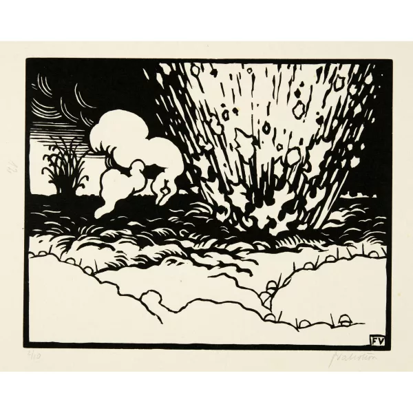 Félix Vallotton — "C'est la Guerre!" Set of 6 sheets of woodcuts, in original cardboard cover with imprint