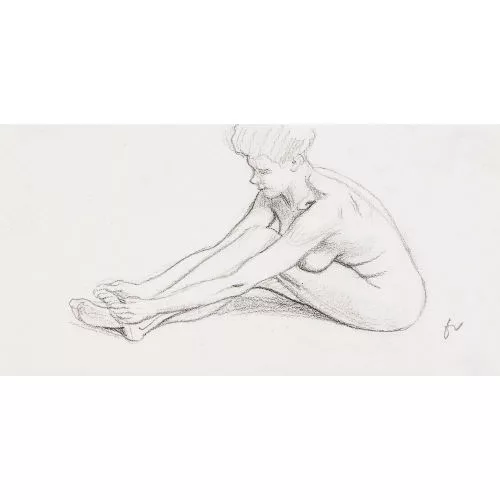 Félix Vallotton — Nu au sol, touchant ses pieds.