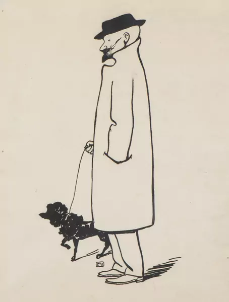 Félix VALLOTTON (1865-1925), "La sortie du chien", encre — DognyAuction