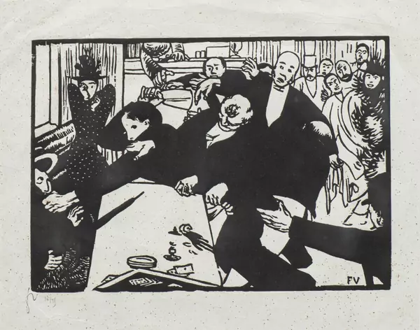 Félix VALLOTTON (1865-1925), "La Rixe ou La Scène au Café — DognyAuction