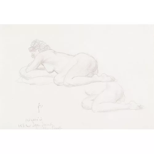 Félix Vallotton — Esquisse de deux nus accroupis sur un coussin.
