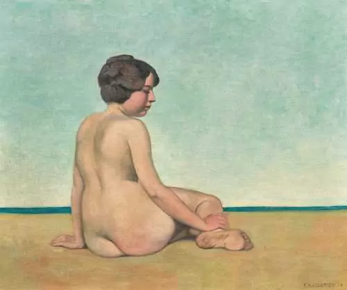 FÉLIX VALLOTTON — Petite baigneuse assise sur le sable. 1911. — Koller Auktionen