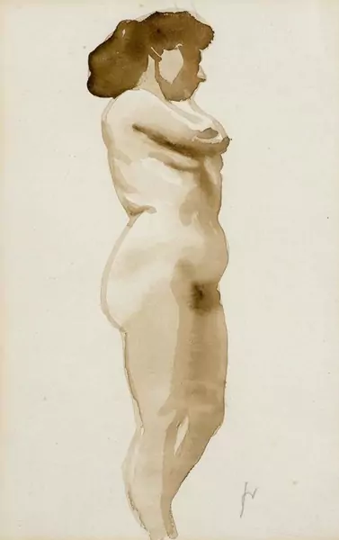 FÉLIX VALLOTTON — Stehender weiblicher Akt. — Koller Auktionen