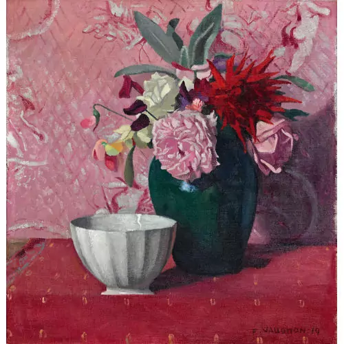 "Vase vert et bol blanc"