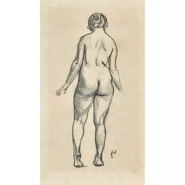 "Nu de dos, en marchant"