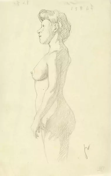 FÉLIX VALLOTTON — Standing female nude in profile. — Koller Auktionen