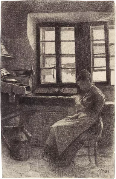 Félix Vallotton — Femme dans sa cuisine – La Mère de l’artiste dans la cuisine — Galerie Kornfeld