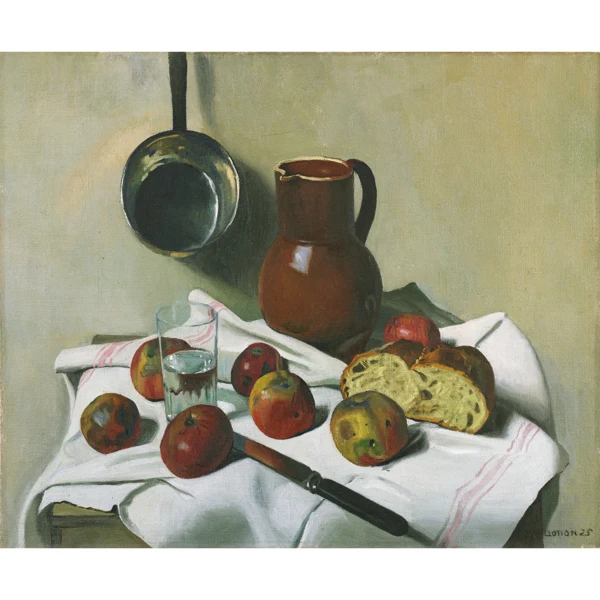 Félix Vallotton — POMMES, CRUCHE, VERRE D'EAU ET CASSEROLE DE FER-BLANC, 1925APPLES, JUG, GLASS OF WATER AND TIN PAN, 1925