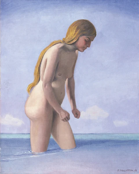 Félix Vallotton — BAIGNEUSE BLONDE MARCHANT DANS L'EAU, 1910BLONDE BATHER WALKING IN THE WATER, 1910