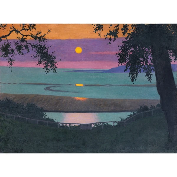 Félix Vallotton — COUCHER DE SOLEIL À GRÂCE, CIEL ORANGÉ ET VIOLET, 1918SUNSET AT GRACE, ORANGE AND VIOLET SKY, 1918