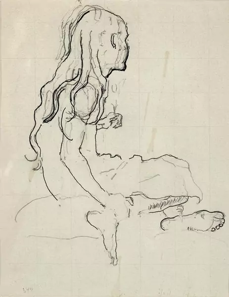 FERDINAND HODLER — Studie zu einem sitzenden Mädchen. — Koller Auktionen