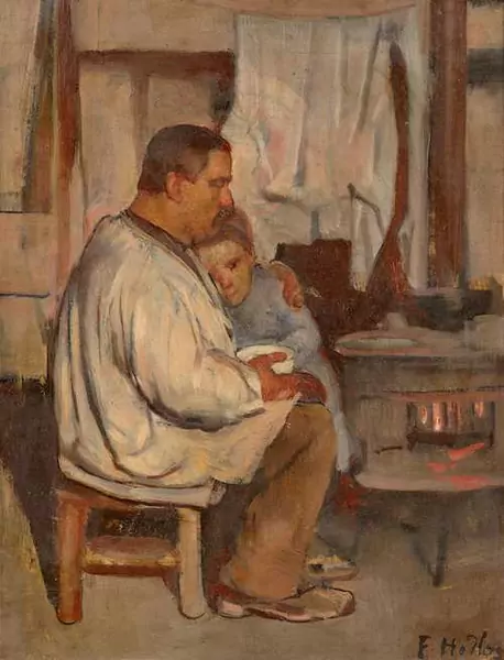 FERDINAND HODLER — Vater und Kind. Circa 1883. — Koller Auktionen