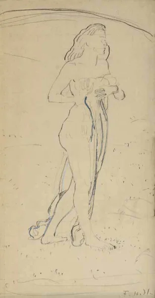 Ferdinand Hodler — Studie zur ersten Figur des Gemäldes "Die Empfindung I", um 1900