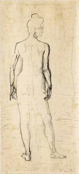 FERDINAND HODLER — Standing female nude, study for "Jüngling vom Weibe bewundert". — Koller Auktionen