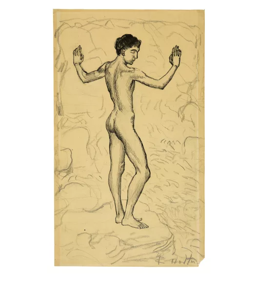 Ferdinand Hodler — Jüngling am Bergbach (Studie)