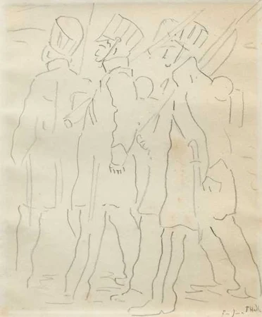 FERDINAND HODLER — Figurenstudie zu "Auszug der deutschen Studenten in den Freiheitskrieg von 1813". Um 1908. — Koller Auktionen