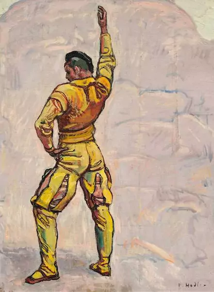 FERDINAND HODLER — Einmütigkeit, Schwörender. (Unanimity, swearing the oath) 1913. — Koller Auktionen