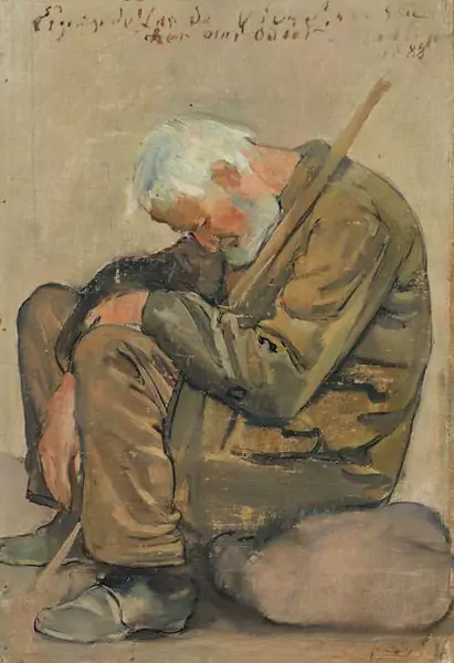 FERDINAND HODLER — Der Lebensmüde, study. 1887. (Tired of life) — Koller Auktionen