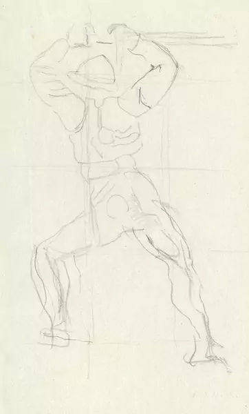 FERDINAND HODLER — Studie zum Eidgenossen mit erhobenem Schwert. — Koller Auktionen