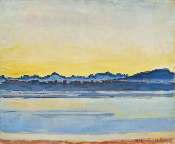 FERDINAND HODLER — Lake Geneva with Mont-Blanc in the early morning hours, March. 1918. — Koller Auktionen