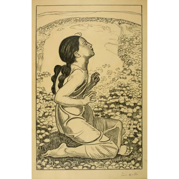 Ferdinand Hodler — Frühlingssehnsucht - Kniendes Mädchen nach rechts, 2. Fassung