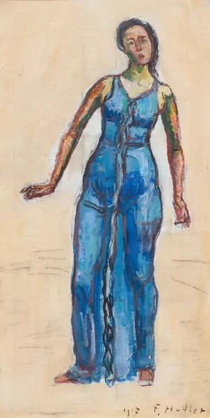 HODLER, FERDINAND — Figure of a woman, study for "A Glimpse into Eternity". 1917. — Koller Auktionen