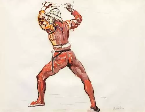 FERDINAND HODLER — Study of a warrior for ‘The Battle of Morat'. 1917. — Koller Auktionen