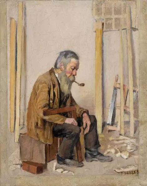 FERDINAND HODLER — Sitzender Schreiner. Um 1884. — Koller Auktionen
