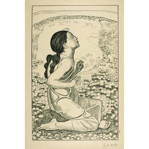 Ferdinand Hodler — Frühlingssehnsucht - Kniendes Mädchen nach rechts, 2. Fassung