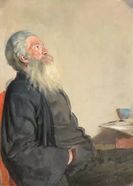FERDINAND HODLER — Old man contemplating. Circa 1885. — Koller Auktionen