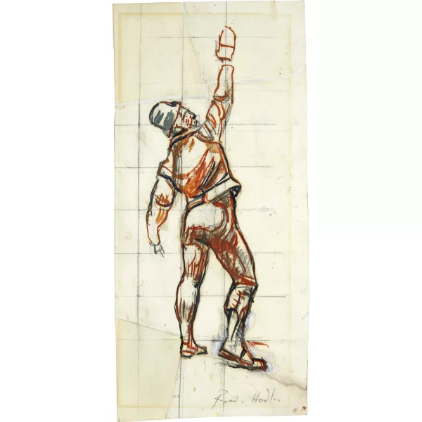 Ferdinand Hodler — Schwörender nach rechts, mit erhobener rechter Hand - Studie zur "Einmütigkeit"