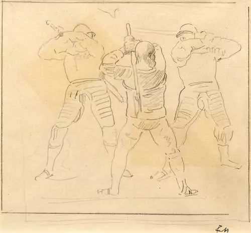 FERDINAND HODLER — A three-figure study for the ‘The Battle of Näfels’. 1897. — Koller Auktionen
