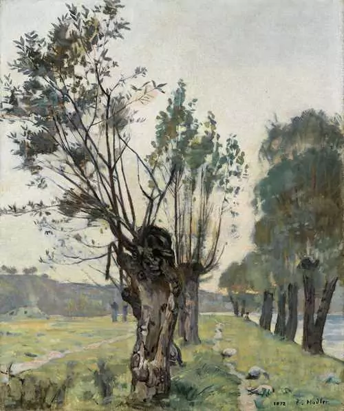 FERDINAND HODLER — Weiden an der Jonction. Abendstimmung. 1878. — Koller Auktionen