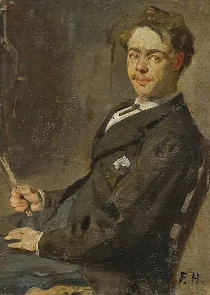 FERDINAND HODLER — Self portrait. Circa 1878. — Koller Auktionen