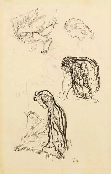 FERDINAND HODLER — Rêve et Femme Rêvant. Circa 1897. — Koller Auktionen